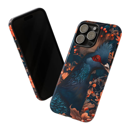 Vibrant Phone Case with Floral Peacock Design - Tough Cases, Artistic Phone Cover, Unique Gift for Nature Lovers, Stand Out Tech Accessory