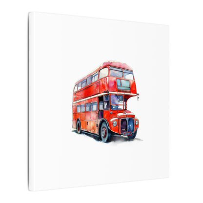 London Red Double-Decker Bus Art Canvas Print, Wall Decor for Travel Lovers, Home Office Gift, Unique Artwork for All Occasions