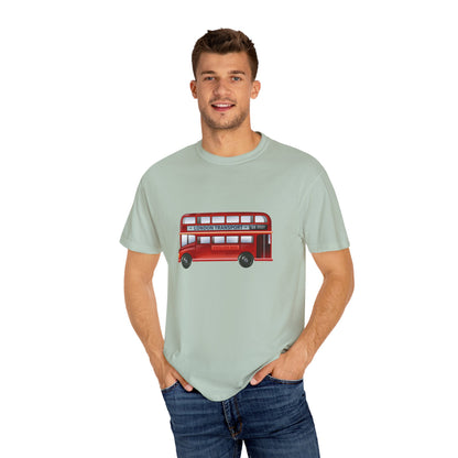 London Transport - Iconic Red Double-Decker Trendy Unisex Garment-Dyed T-shirt