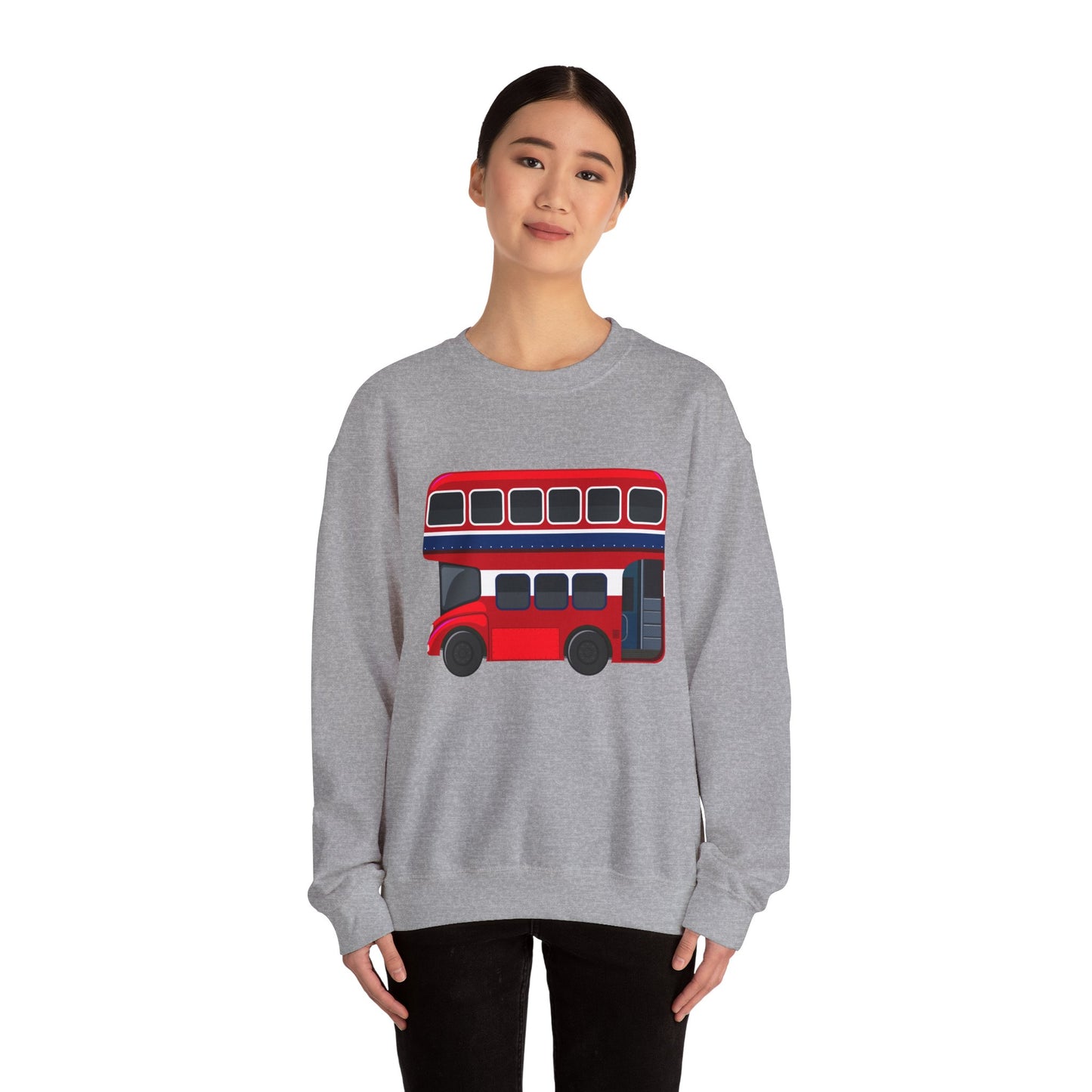 Unisex Heavy Blend™ Crewneck Sweatshirt - The Heart of London - Red Double-Decker Bus