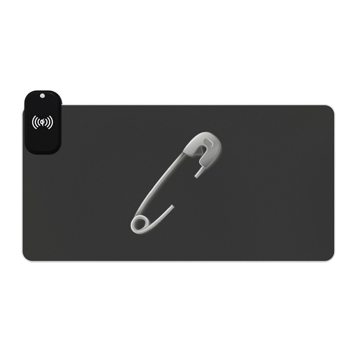 Silver Safety Pin - LED Wireless Gaming Mouse Pad with Charging Feature - Perfect for Gamers, Desk Accessories, Tech Gifts, Gaming Setup