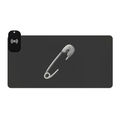 Silver Safety Pin - LED Wireless Gaming Mouse Pad with Charging Feature - Perfect for Gamers, Desk Accessories, Tech Gifts, Gaming Setup