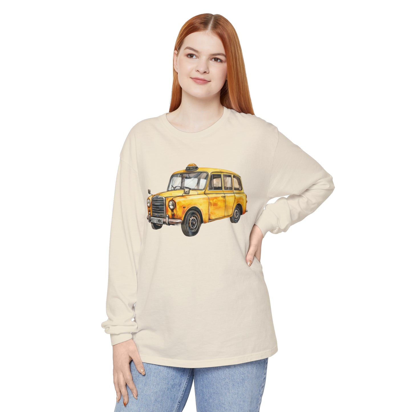 Unisex Garment-dyed Long Sleeve T-Shirt - Trendy British Vintage Car