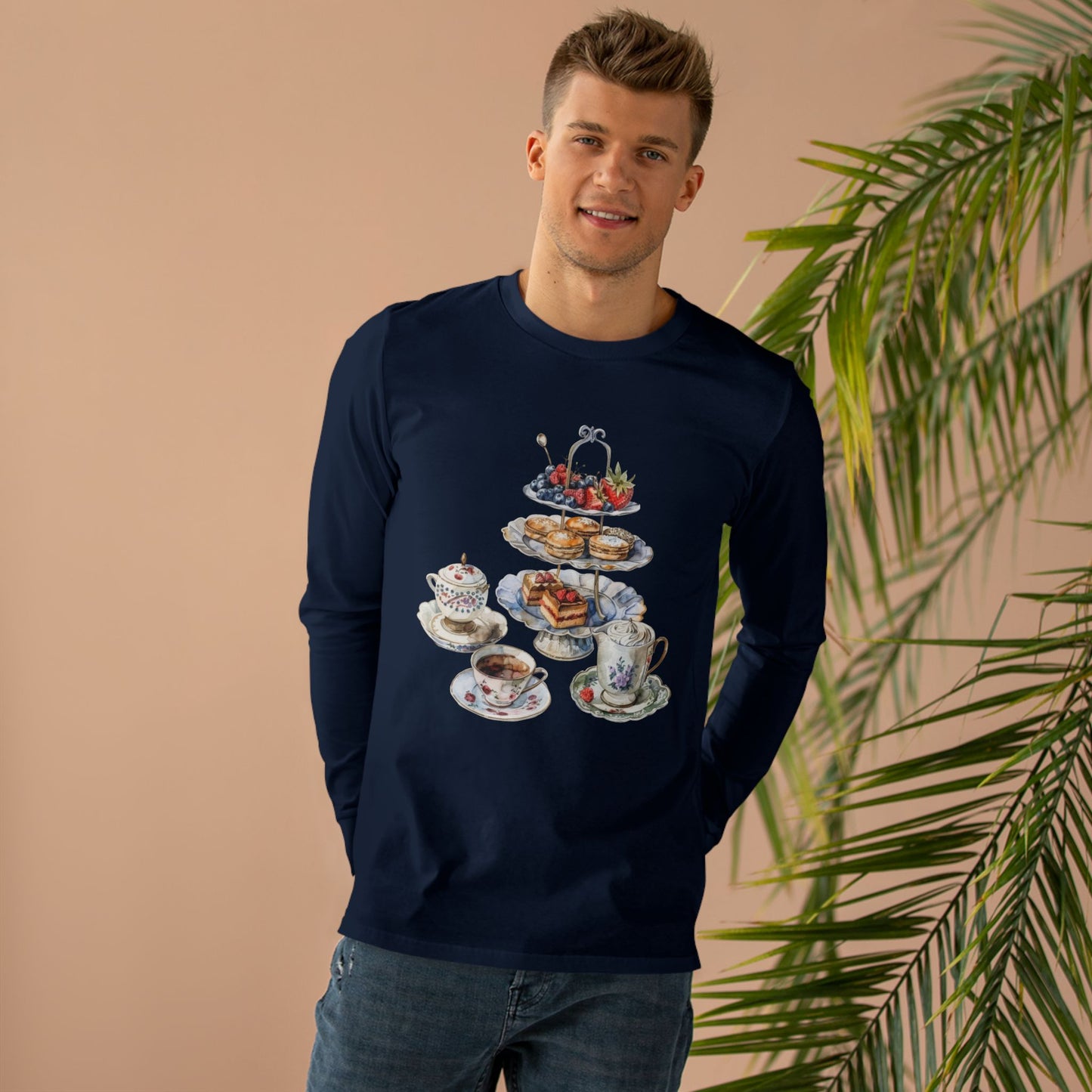 Men’s Base Longsleeve Tee - British Food - Savory Classics and Traditional Delights