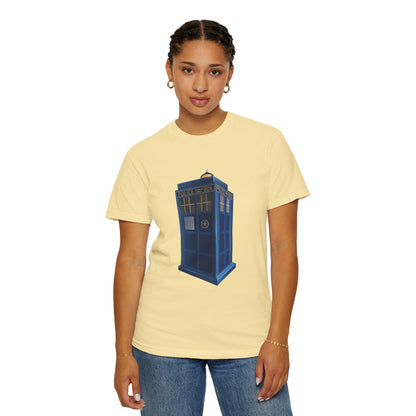 Unisex Garment-Dyed T-shirt - British Police Public Call Box - Iconic TARDIS