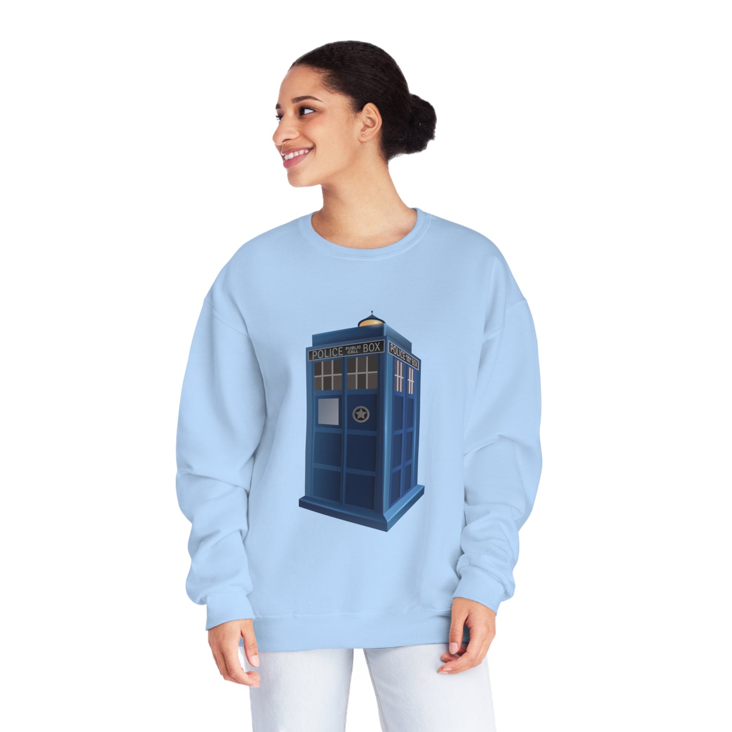 Unisex NuBlend® Crewneck Sweatshirt - British Police Public Call Box - Iconic TARDIS Design