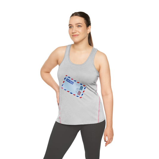 Women's Racerback Sports Top - Lightweight & Comfortable Athletic Wear - British Air Mail - Classic Postal Design