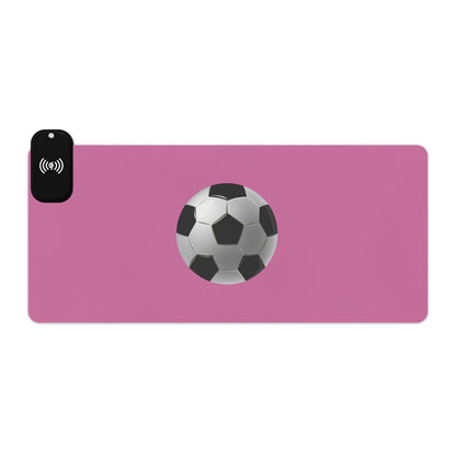 Black and White Soccer Ball - LED Gaming Mouse Pad with Wireless Charging, Ideal for Gamers, Modern Desk Decor, Perfect Gift for Birthdays, Holidays, and More