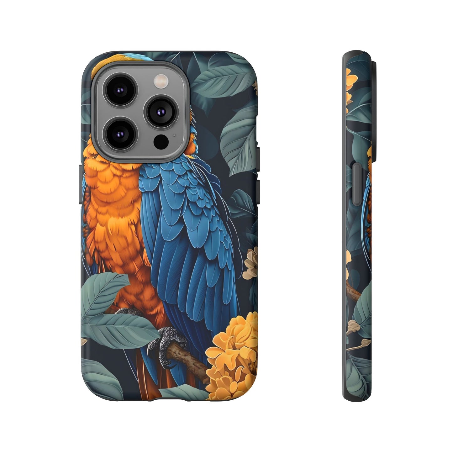 Tropical Parrot Phone Case - Tough Cases, Colorful Phone Cover, Nature Lover Gift, Floral Design, Bird Lover Accessory