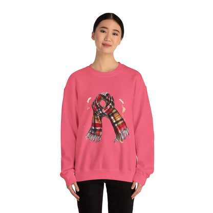 Unisex Heavy Blend™ Crewneck Sweatshirt - Plaid British Scarf - Timeless Style and Classic Elegance