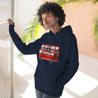 Three-Panel Fleece Hoodie - London’s Red Icon - The Classic Double-Decker Bus