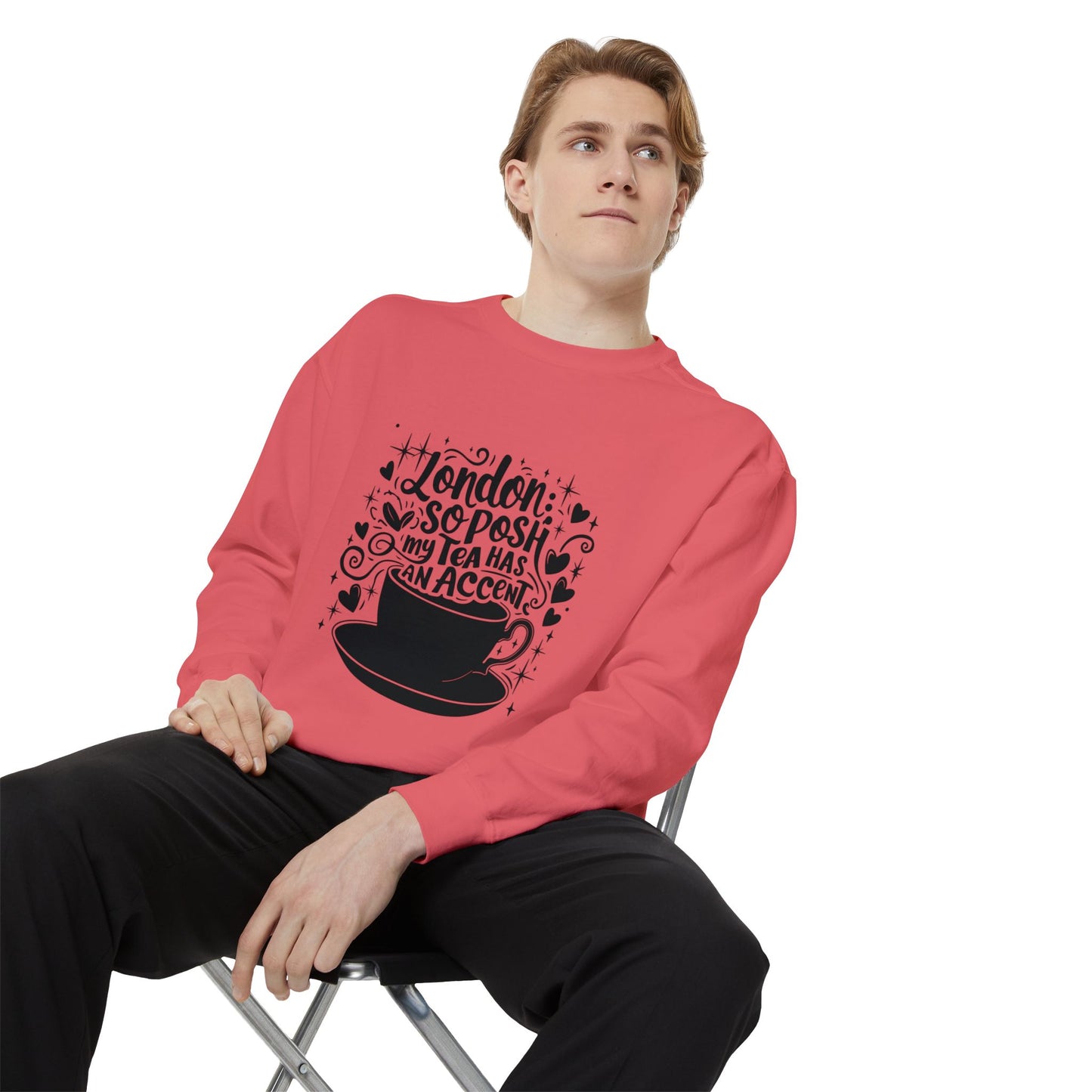 Unisex Garment-Dyed Sweatshirt Trendy - London's Nostalgic Tea