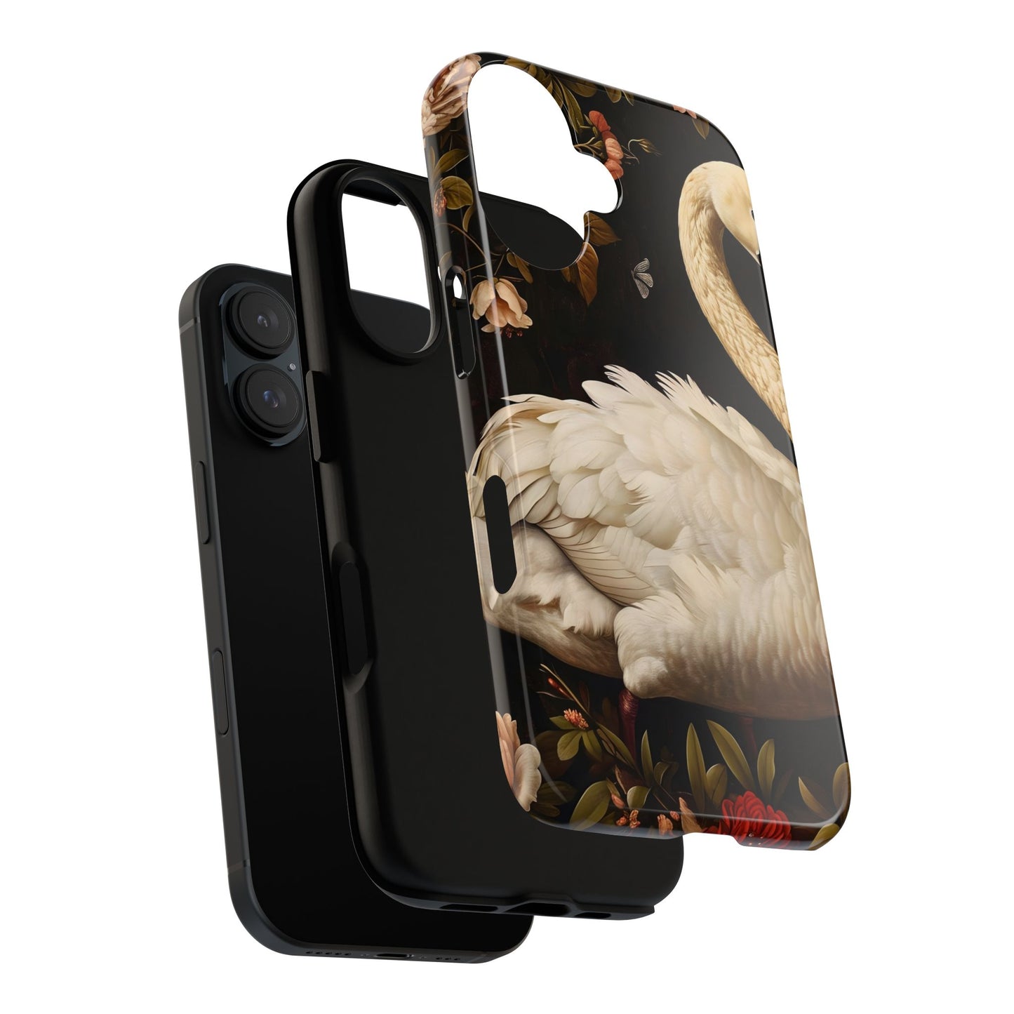Elegant Swan Phone Case, Artistic Mobile Cover, Floral Phone Protector, Stylish Gift for Her, Modern Phone Accessory