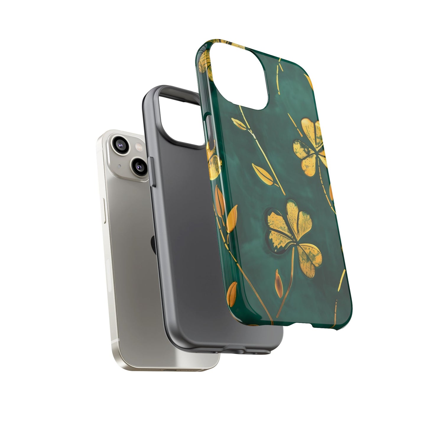 Floral Phone Case with Gold Accents, Tough Phone Cover, Stylish Phone Protector, Unique Gift for Her, Nature Lover Accessory