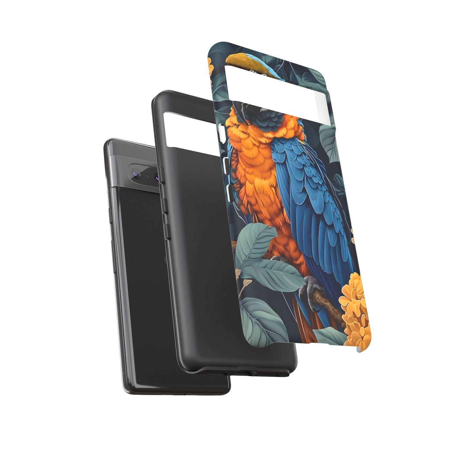 Tropical Parrot Phone Case - Tough Cases, Colorful Phone Cover, Nature Lover Gift, Floral Design, Bird Lover Accessory