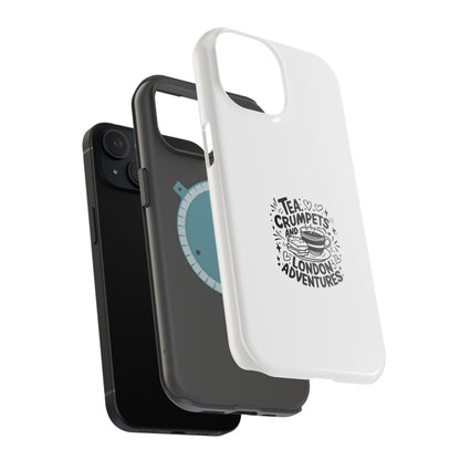 Magnetic Phone Case - Tea Crumpets London Adventures, Gift for Travelers, Cute Phone Cover, Unique Phone Accessory, Fun Design