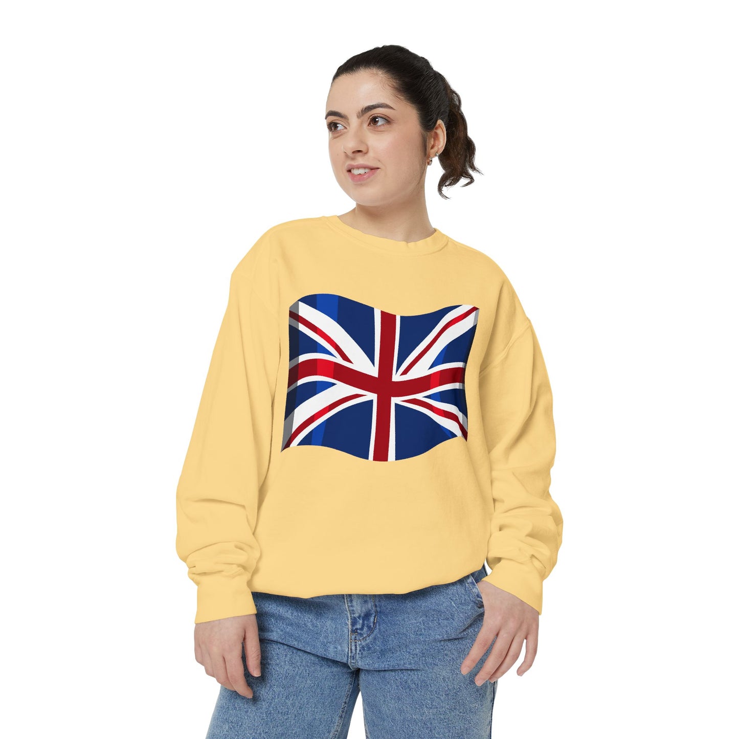Unisex Garment-Dyed Sweatshirt - UK Flag - Union Jack Symbol