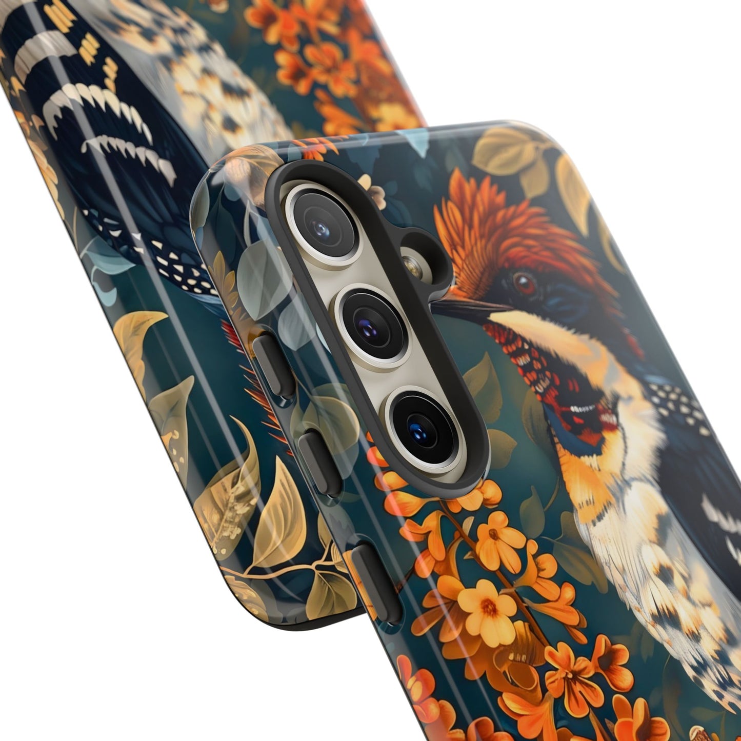 Tough Cases: Floral Bird Phone Case, Vintage Style Cover, Nature Lover Gift, Botanical Design, Spring Inspire Fashion
