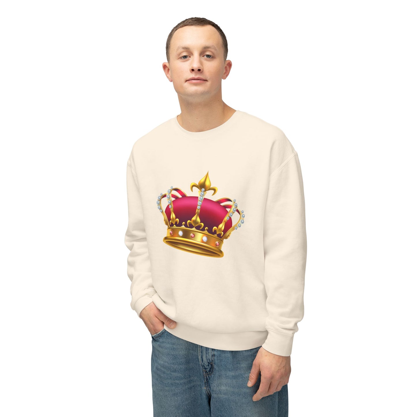 Unisex Lightweight Crewneck Sweatshirt - British Royal Crown Design - Iconic Symbol of Monarchy