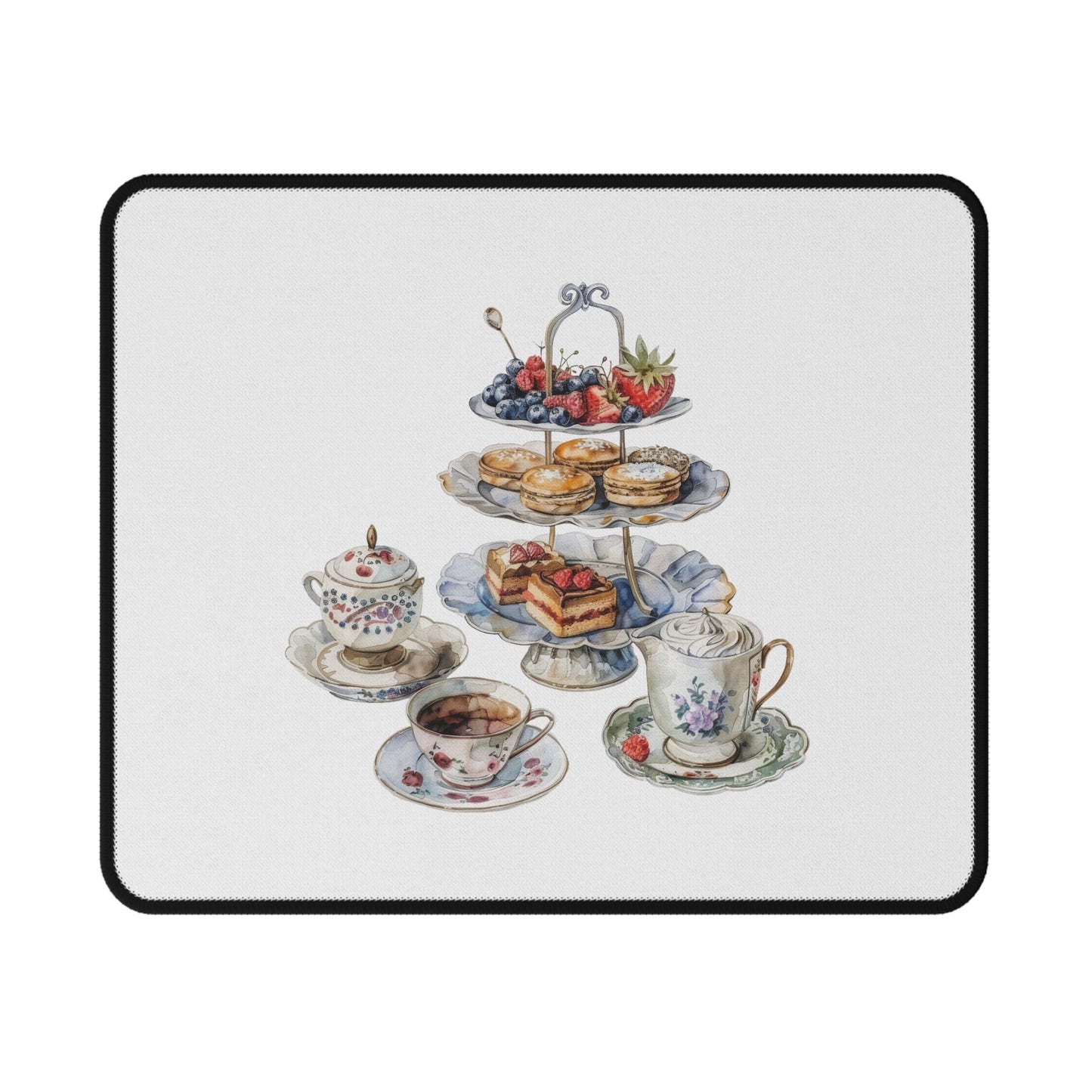 Elegant Tea Party Non-Slip Gaming Mouse Pad, Gamers Gift, Office Decor, Floral Design Mouse Mat, Cute Accessories