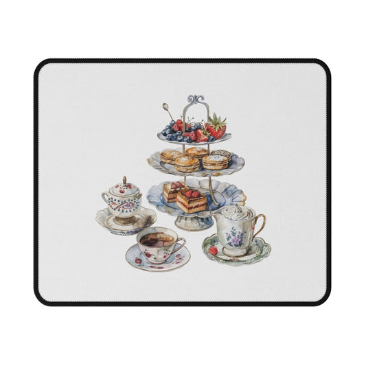 Elegant Tea Party Non-Slip Gaming Mouse Pad, Gamers Gift, Office Decor, Floral Design Mouse Mat, Cute Accessories