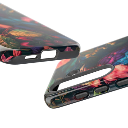 Vibrant Phone Case, Tropical Bird Design, Tough Phone Cover, Floral Tech Accessory, Gift for Nature Lovers