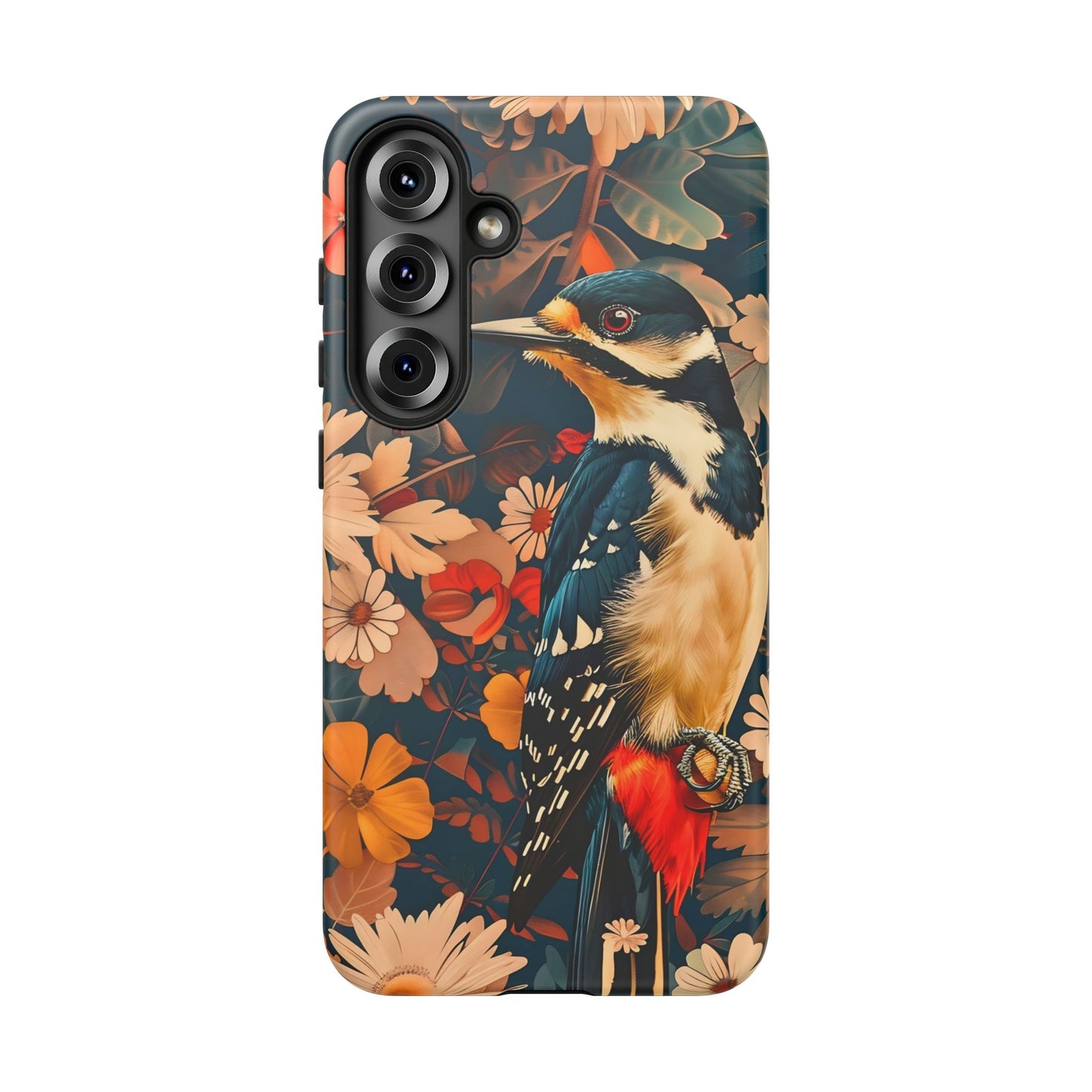 Artistic Bird Phone Case, Unique Tough Cases for Nature Lovers, Floral Design, Cute Gift, Customized Phone Accessories