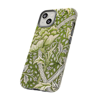 Stylish Phone Case with Floral Design, Durable Protective Cover for iPhone, Unique Gift for Birthdays, Mother's Day, Green Aesthetic