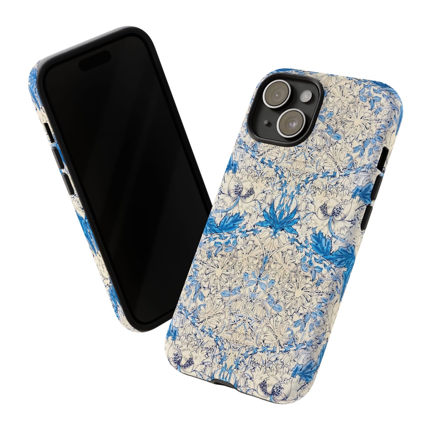 Elegant Floral Phone Case, Tough iPhone Cover, Stylish Mobile Protector, Blue Patterned Case, Unique Gift for Her