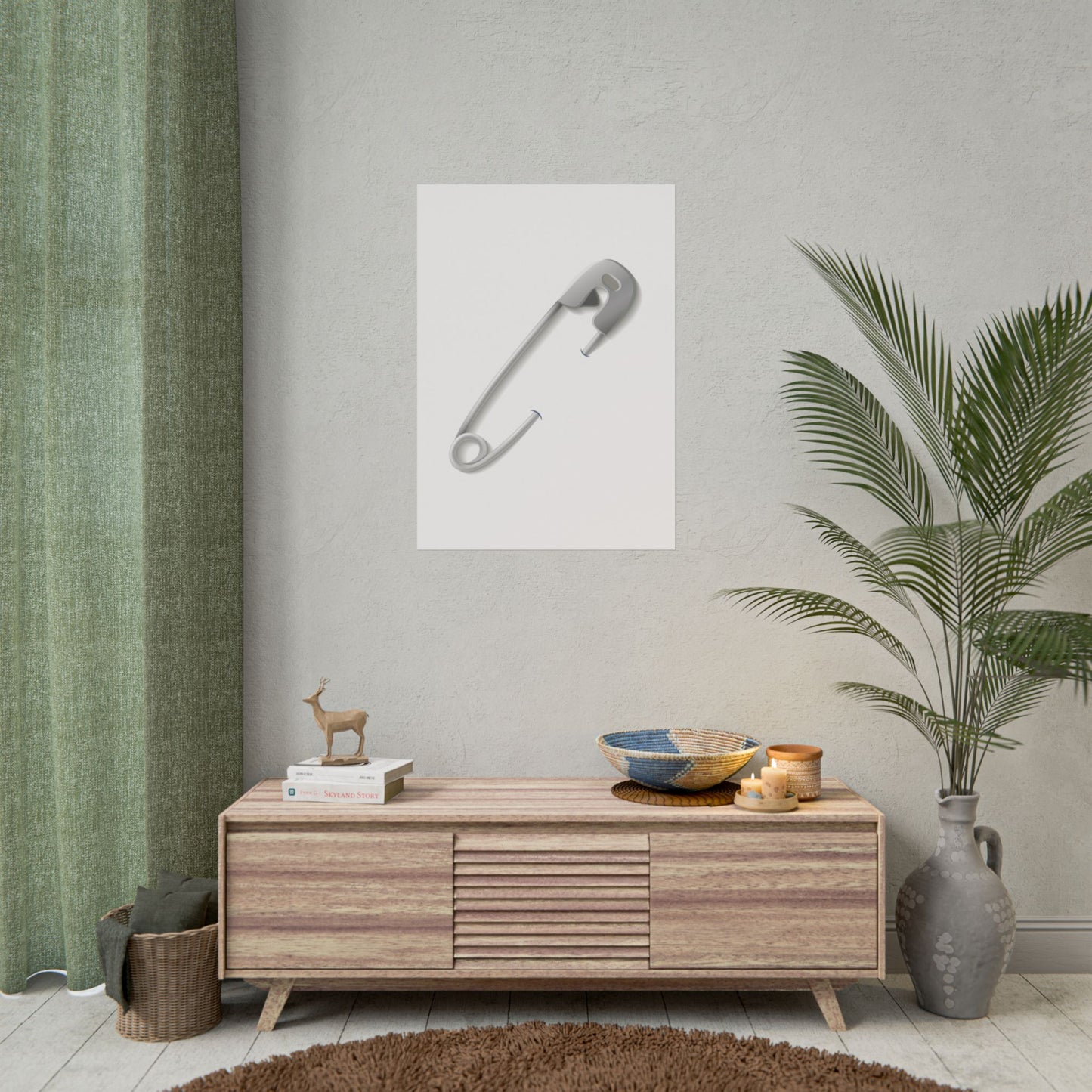 Minimalist Safety Pin Wall Art, Modern Decor, Unique Gift, Home Aesthetic, Art Print, Rolled Poster, Contemporary Interior Design