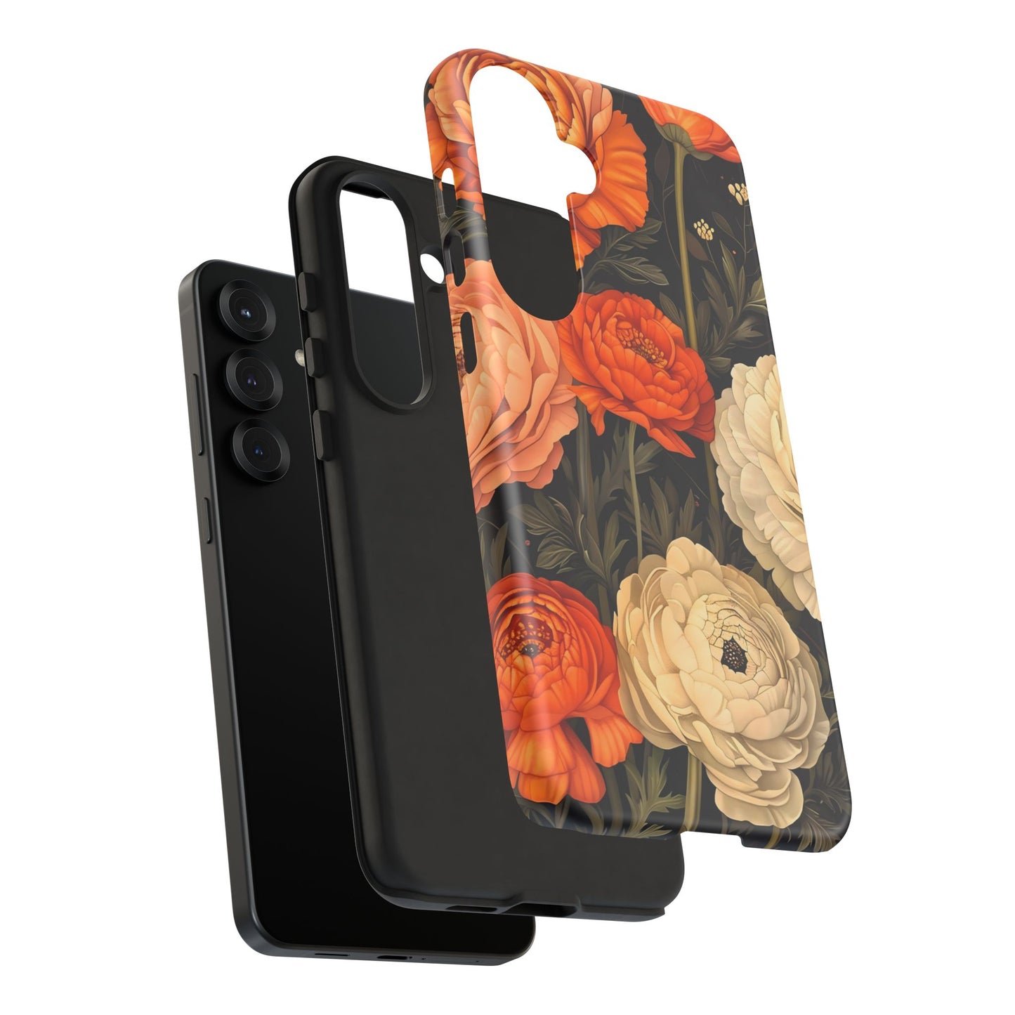 Floral Phone Case with Tough Protection, Blooming Ranunculus Design, Durable Cover, Gift for Flower Lovers, Eco-Friendly Phone Accessory