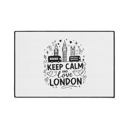 London-Themed Heavy Duty Floor Mat, Keep Calm and Love London Welcome Mat, Home Decor, Floor Fashion, Indoor/Outdoor Rug