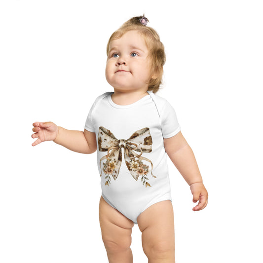 Floral Bow Baby Bodysuit - Cute and Comfortable Newborn Outfit