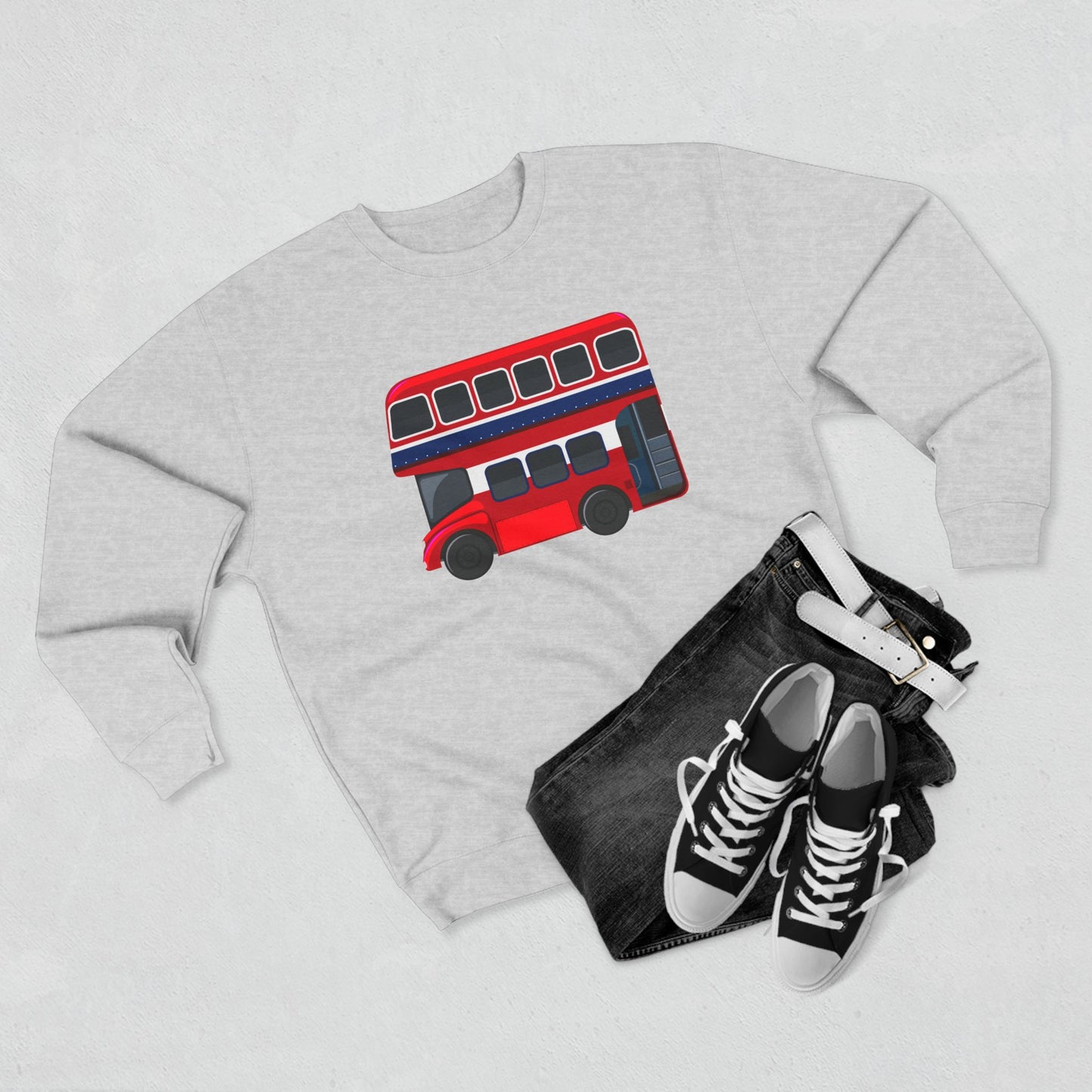 Unisex Crewneck Sweatshirt - London Transport English Bus Red Double-Decker