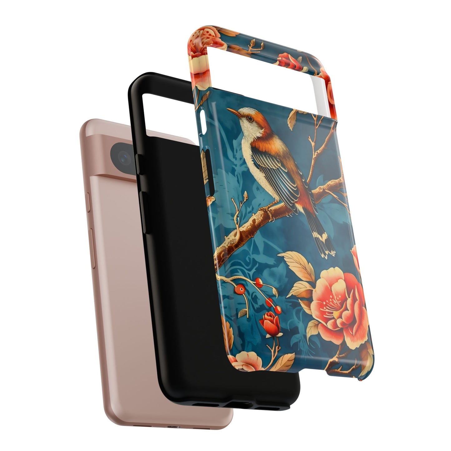 Bird & Floral Phone Case, Tough Cases for Nature Lovers, Gift for Her, Customizable Design, Vibrant Tech Accessories