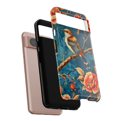 Bird & Floral Phone Case, Tough Cases for Nature Lovers, Gift for Her, Customizable Design, Vibrant Tech Accessories