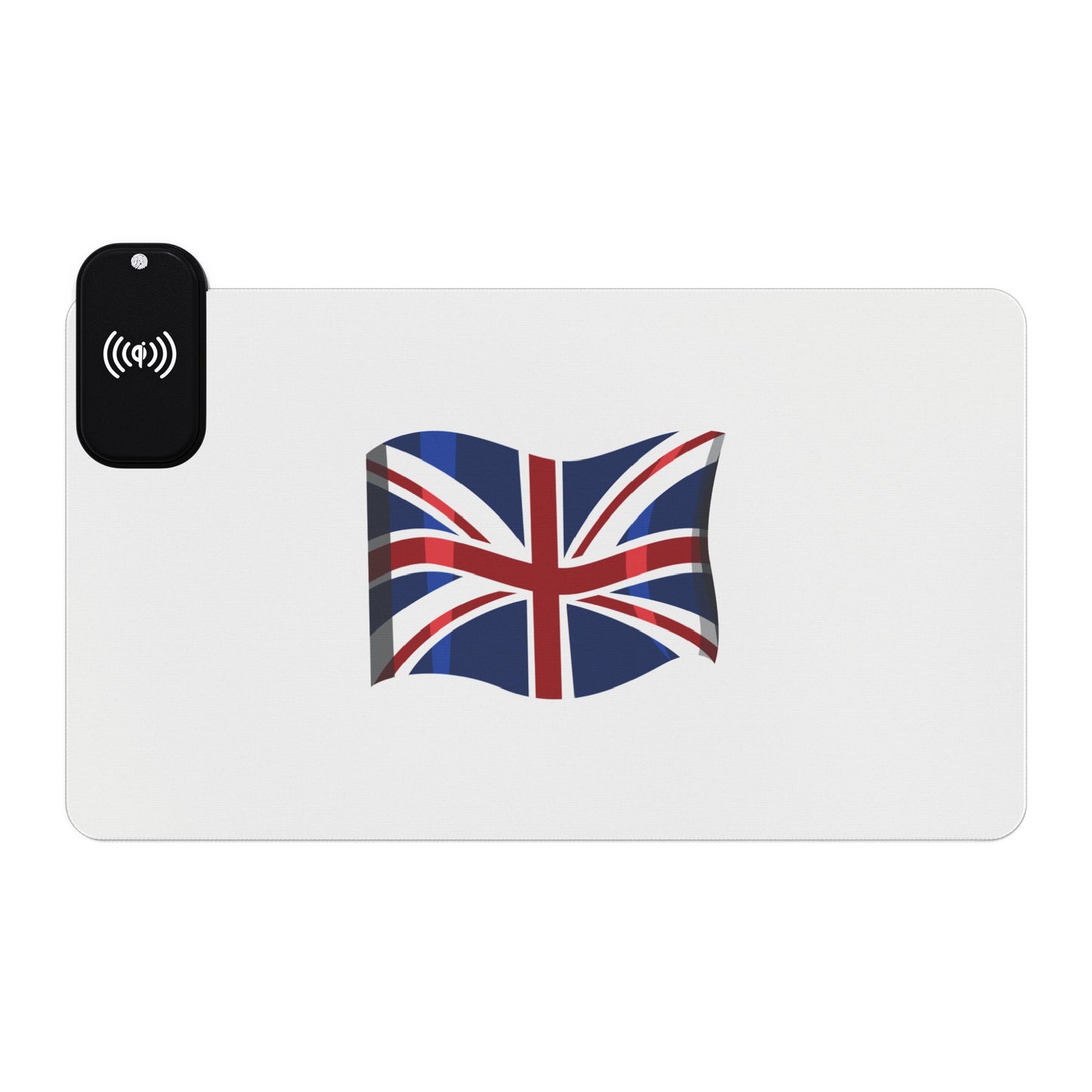 Waving Union Jack Flag - LED Gaming Mouse Pad with Wireless Charging - Energize Your Gaming Setup, Desk Decor, Office Accessory, Gift for Gamers, Gaming