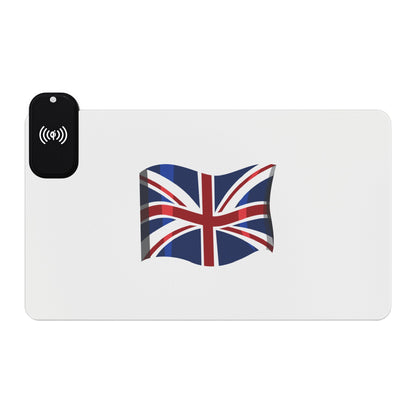 Waving Union Jack Flag - LED Gaming Mouse Pad with Wireless Charging - Energize Your Gaming Setup, Desk Decor, Office Accessory, Gift for Gamers, Gaming
