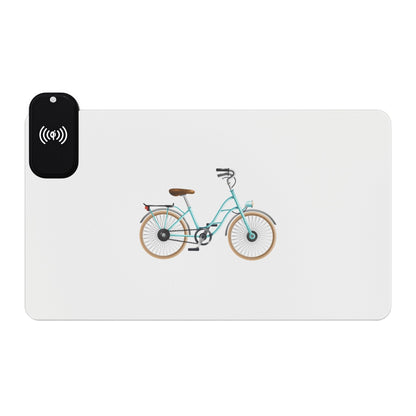 Vintage Bicycle - LED Gaming Mouse Pad with Wireless Charging, Perfect for Gamers, Desk Accessories, Tech Gifts, Home Office Essentials, Gaming Setup