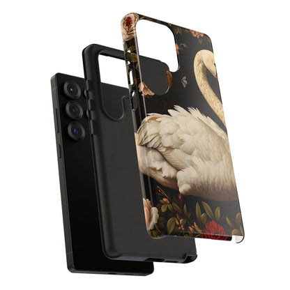 Elegant Swan Phone Case, Floral iPhone Cover, Tough Phone Case, Gift for Her, Nature Lover, Mother's Day, Birthday