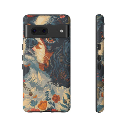 Cavalier King Charles Spaniel Phone Case, Floral Dog Lover Gift, Tough Phone Cover, Pet Owner Accessory, Unique Dog Design