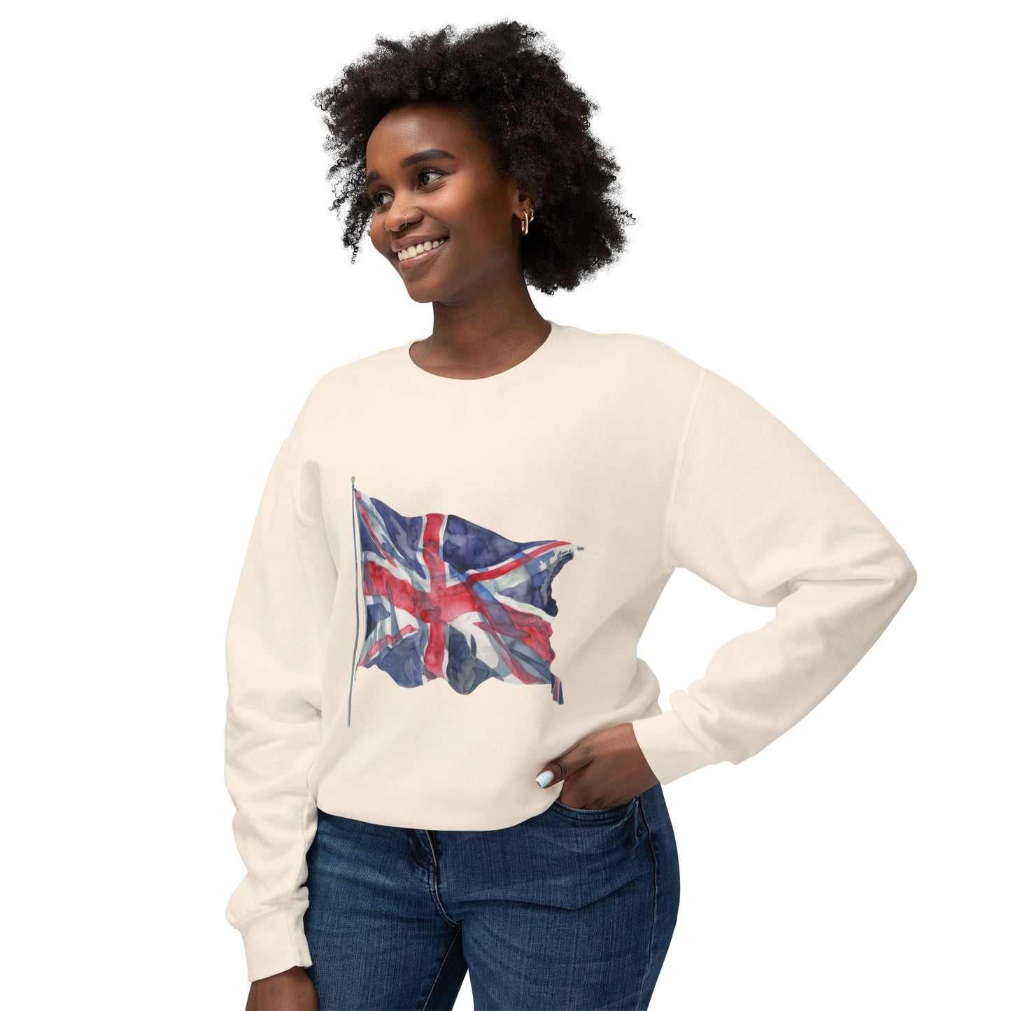 Unisex Lightweight Crewneck Sweatshirt - Classic UK Flag Design - Union Jack Symbol