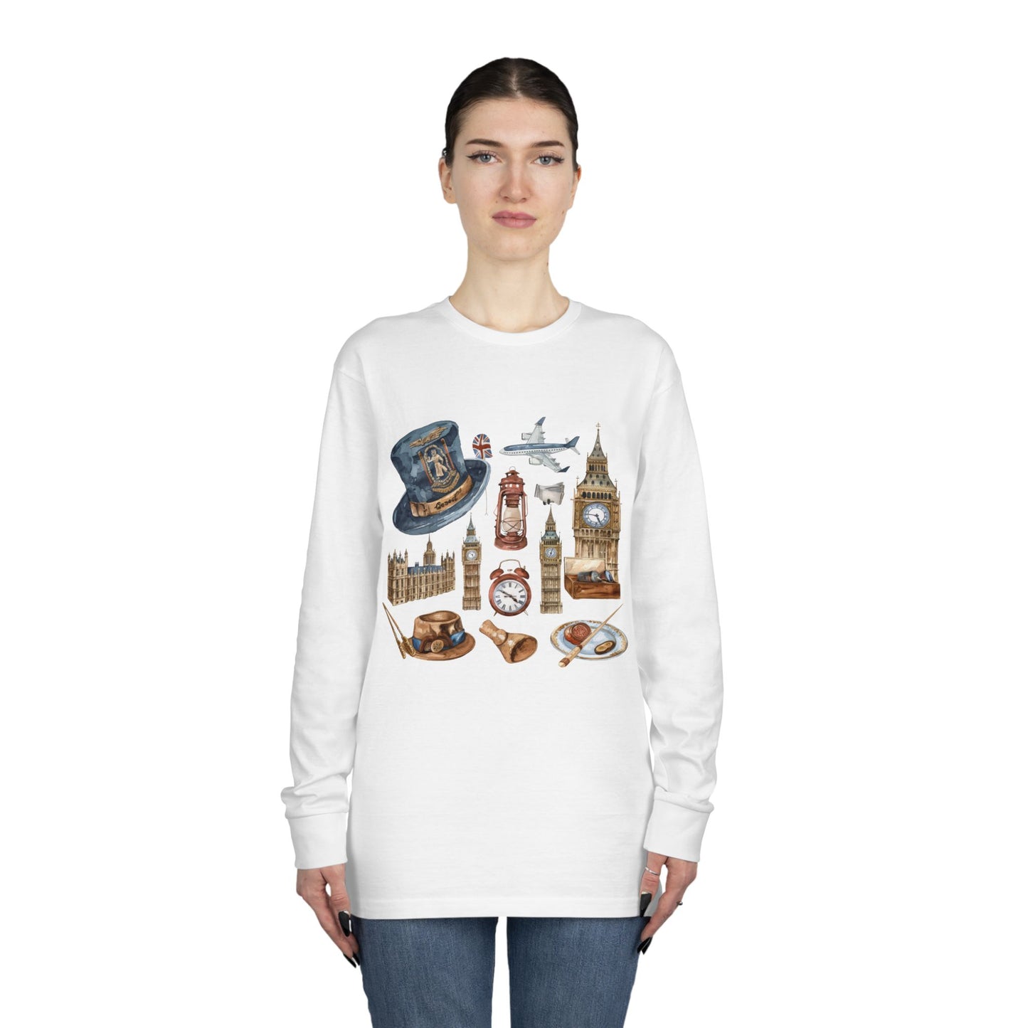 Long Sleeve Crewneck Tee - Historic and Iconic: England’s Finest Symbols