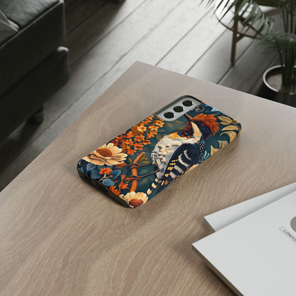 Tough Cases: Floral Bird Phone Case, Vintage Style Cover, Nature Lover Gift, Botanical Design, Spring Inspire Fashion