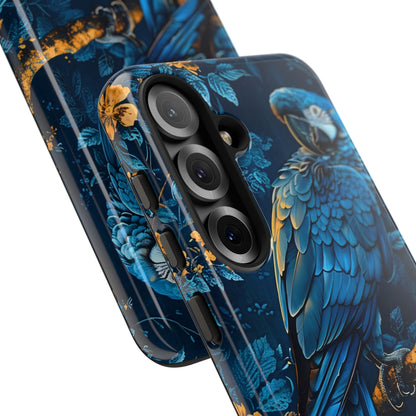 Tough Cases - Vibrant Blue Parrot Phone Case, Tropical Bird Phone Cover, Nature Lover Gift, Eco-Friendly Accessories, Unique Wildlife Decor