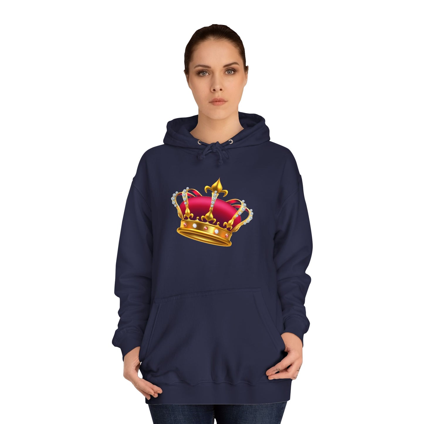 Unisex College Hoodie - British Royal Crown Design - Iconic Symbol of Monarchy