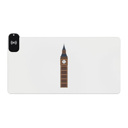 Big Ben Minimal Art - LED Gaming Mouse Pad with Wireless Charging, Perfect for Gamers, Office Decor, Great Gift for Tech Lovers, Unique Desk Accessories