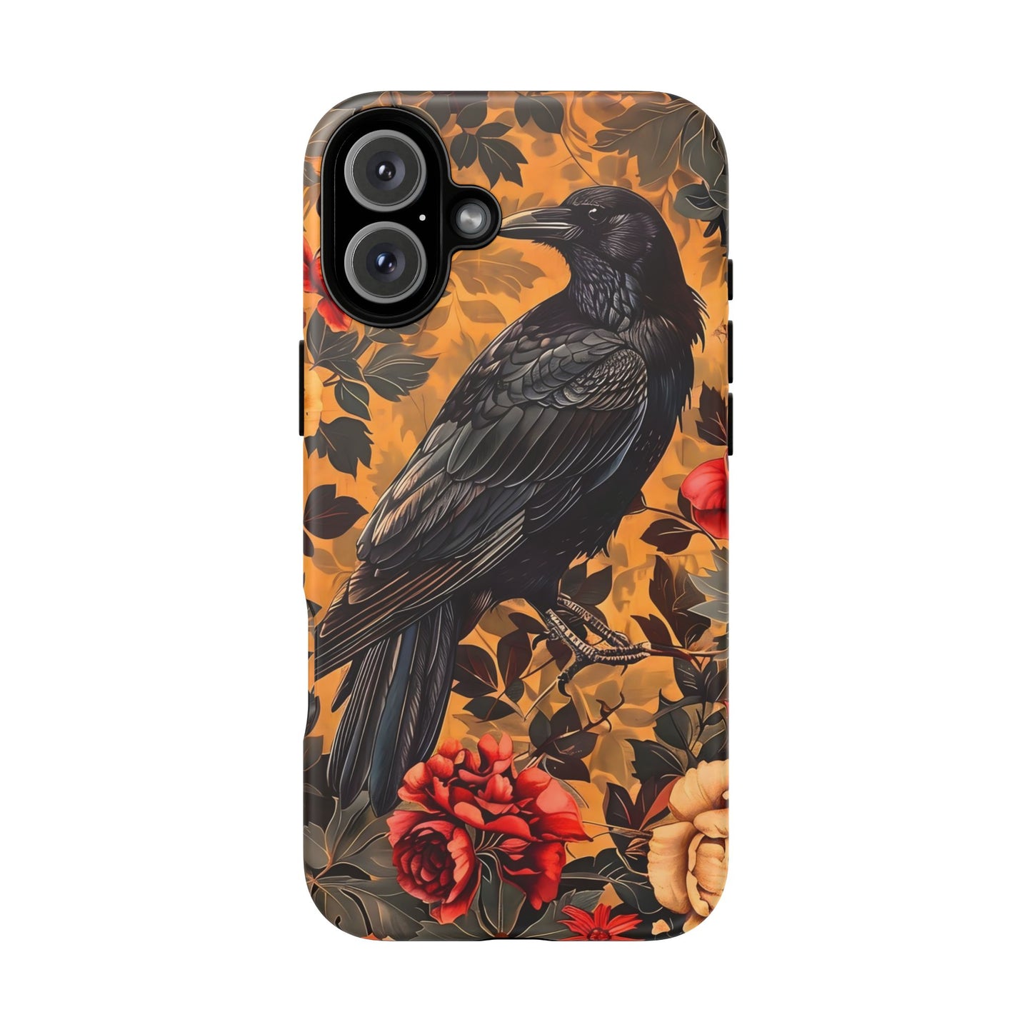 Raven Floral Phone Case - Tough Cases, Blackbird Decor, Gift for Nature Lovers, Bird Themed Accessories, Unique Phone Cover