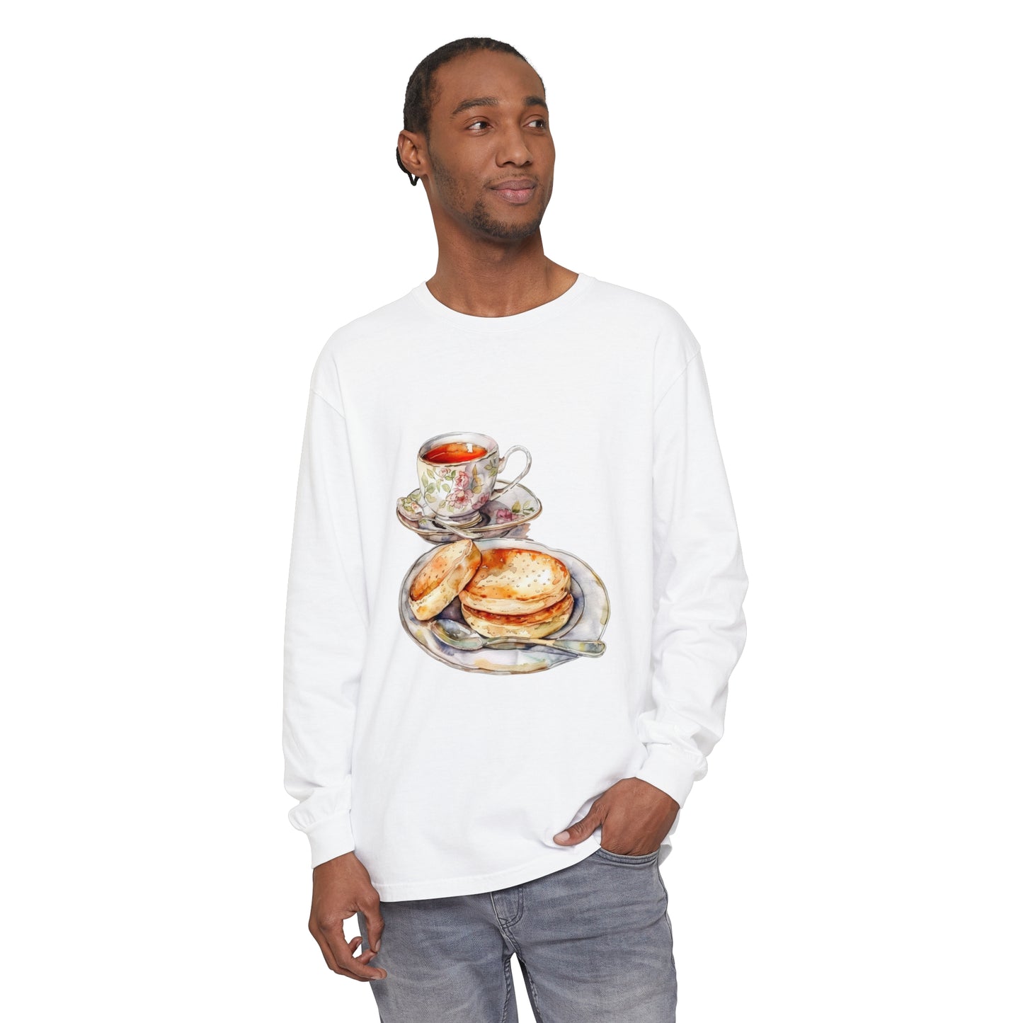 Unisex Garment-dyed Long Sleeve T-Shirt - British Food - Traditional Dishes and Culinary Delights