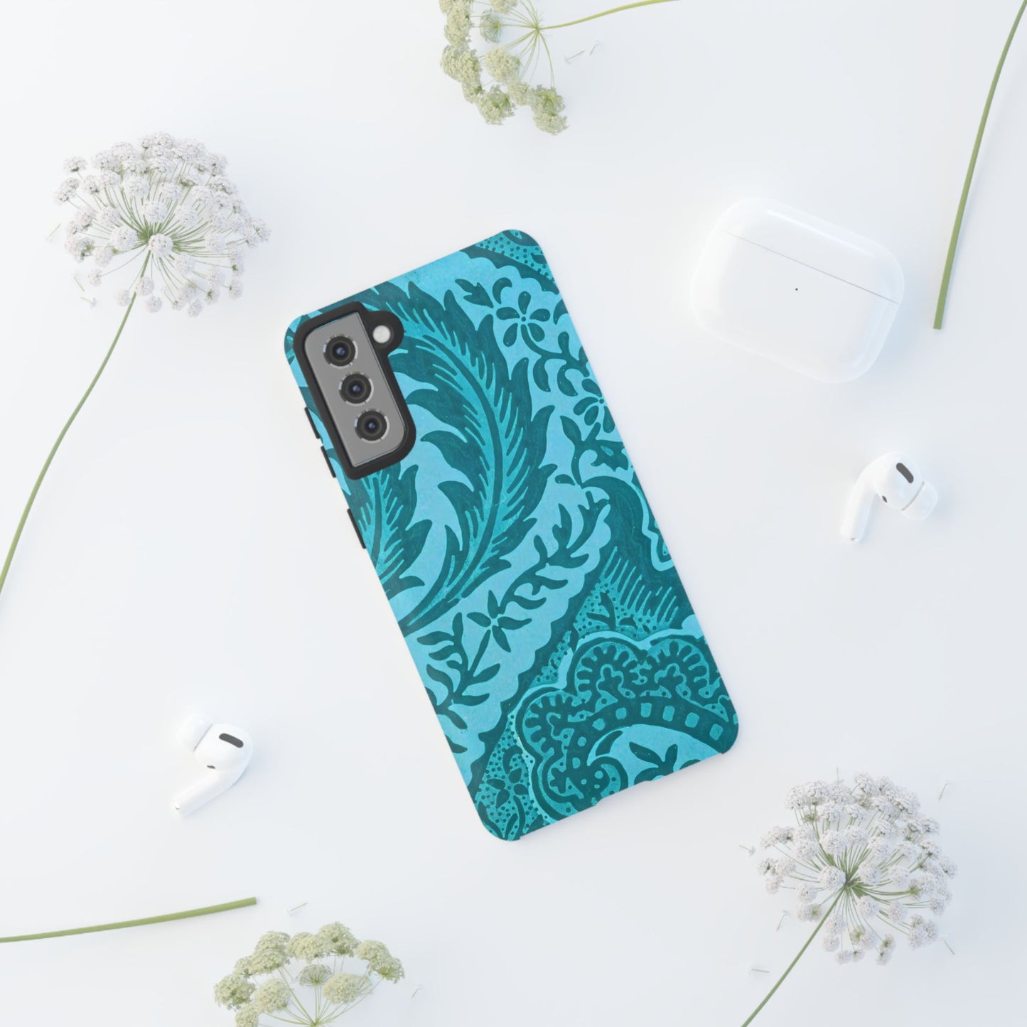 Protective Phone Case with Elegant Teal Design, Tough Cases, Floral Phone Cover, Stylish Smartphone Protection, Gifts for Her, Trendy [...]